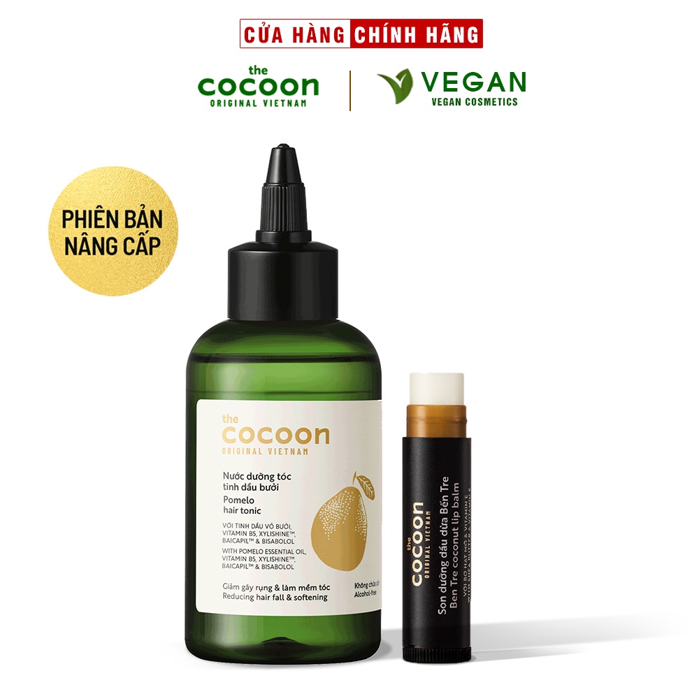 Nước dưỡng tóc tinh dầu bưởi  Cocoon 140ml + 1 Son dưỡng Cocoon 5g