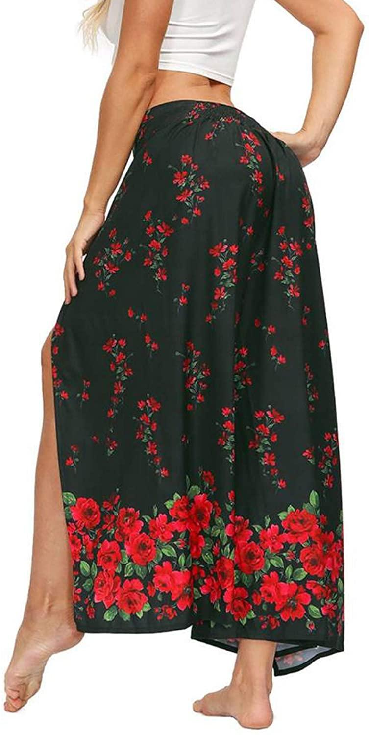 Palazzo Xẻ Quần Ống Rộng Thể Thao Nữ Casual Bãi Biển Boho Tập Yoga Hippie Bohemian Philatô Plus