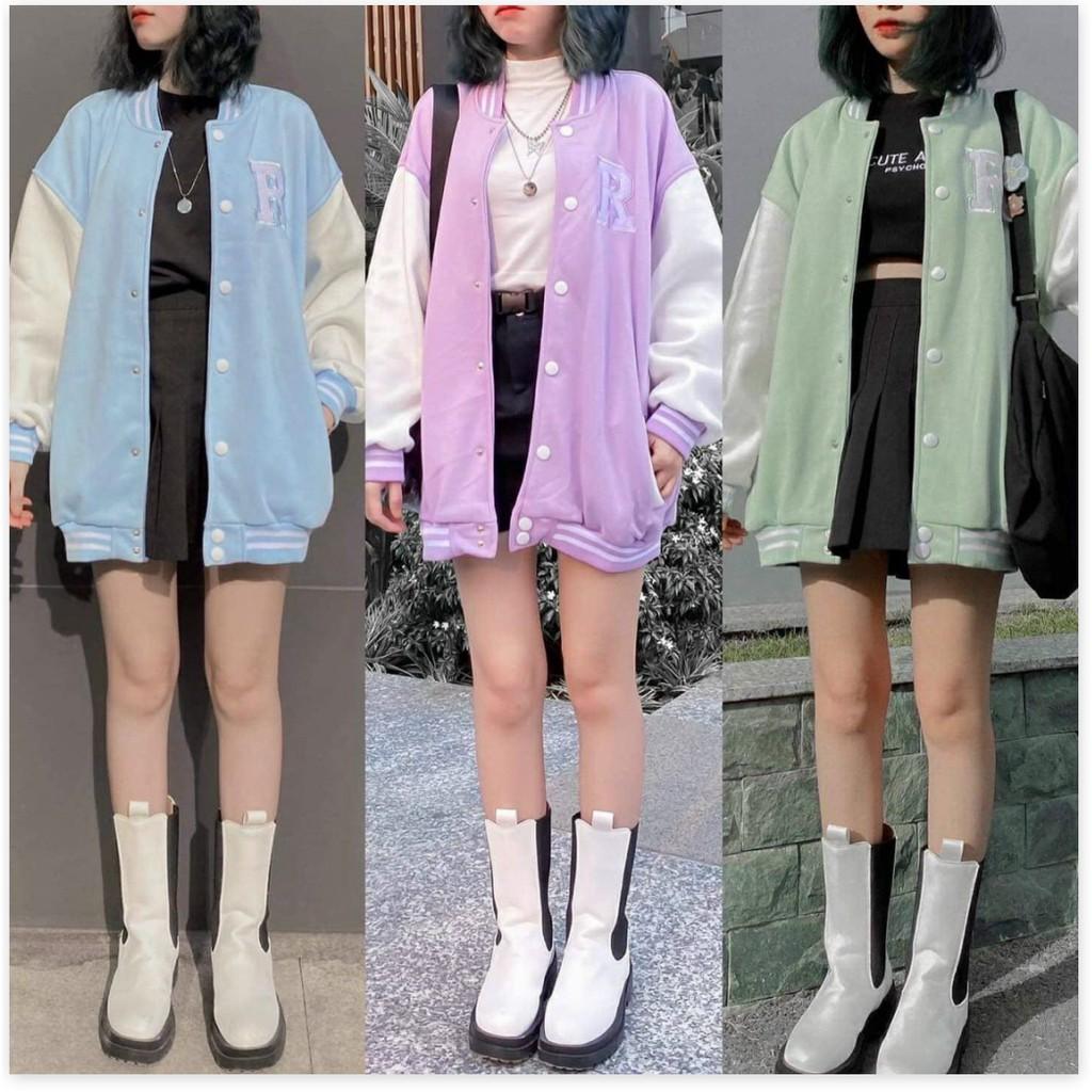 Áo cardigan nữ form rộng in họa tiết chữ R dễ thương Fashion