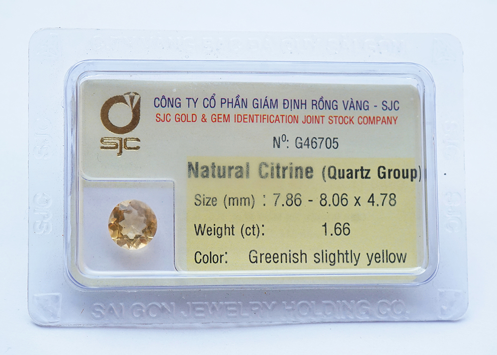 Mặt đá thạch anh vàng citrine kiểm định tự nhiên mài giác tròn