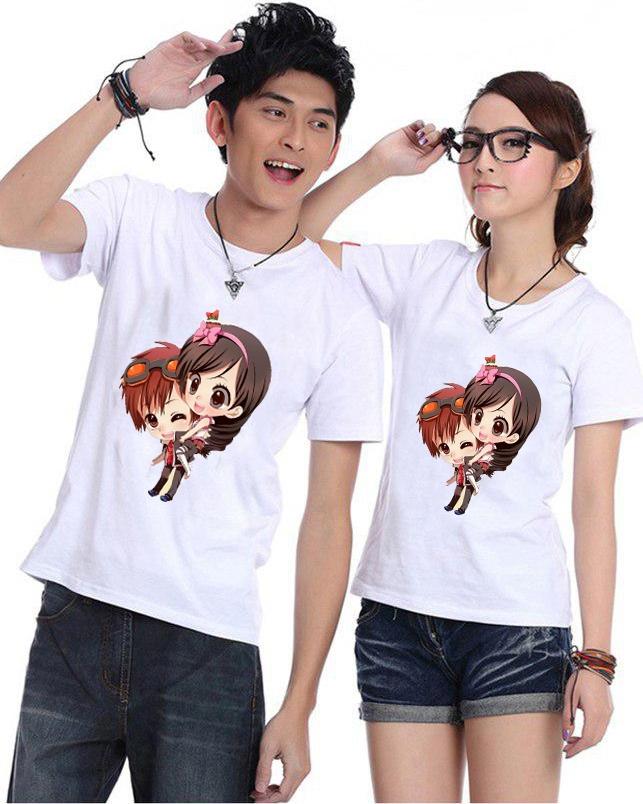 Bộ Áo Thun Đôi Chipi Yêu Thương Màu Trắng Nam Nữ