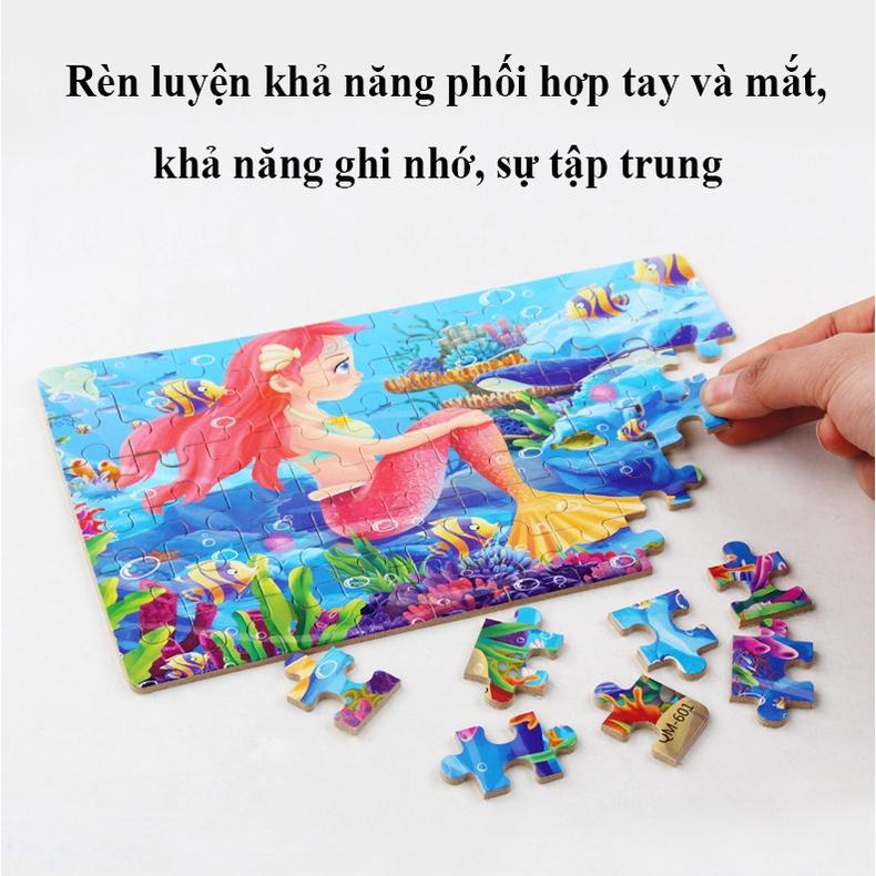 Đồ chơi tranh ghép 60 mảnh gỗ, Puzzle 60 mảnh hộp thiếc/ tranh xếp hình cho bé/ tranh ghép gỗ cho bé