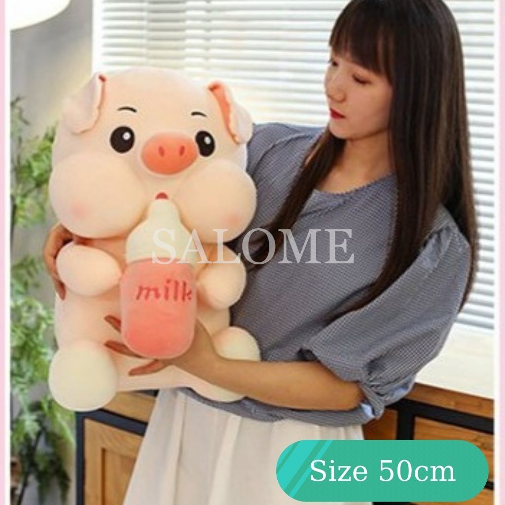 Gấu Bông Heo Ôm Bình Sữa Cute, Heo milk, Heo Bú Bình Cao Cấp VIPU, Gấu Bông- Qùa Tặng