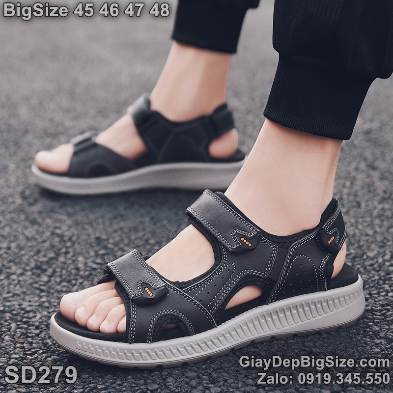 Giày xăng đan da thật, dép quai hậu cỡ lớn 45 46 47 48 cho nam cao to chân ú bè. Big size sandals for wide feet