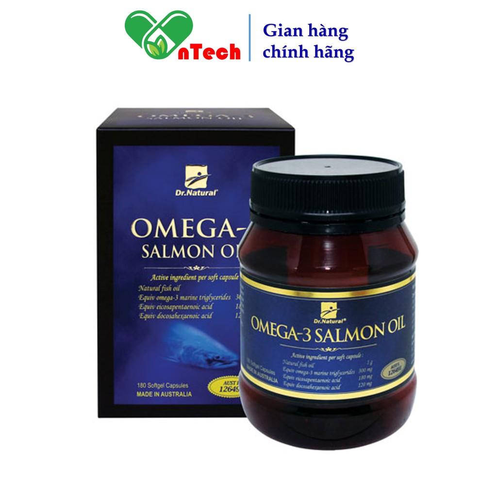 Viên uống dầu cá Hồi Dr.Natural OMEGA -3 SALMON OIL Hỗ trợ giảm mỡ máu bổ não tốt cho tim mạch hộp 180 viên