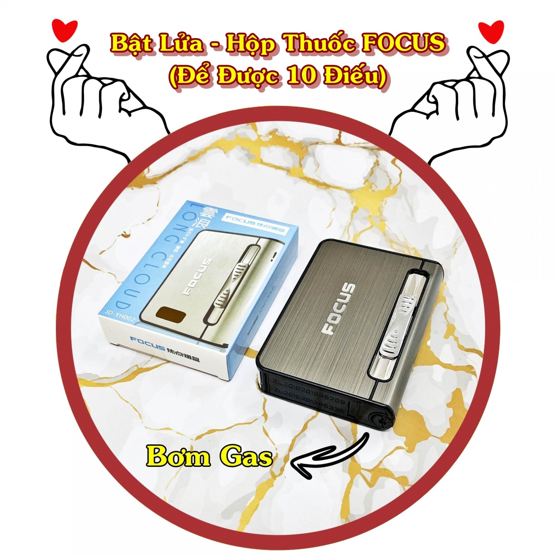 Hộp Quẹt Bật Lửa Khè - Hộp Đựng Thuốc Focus 10 2in1 tiện lợi, Mẫu mới 2023