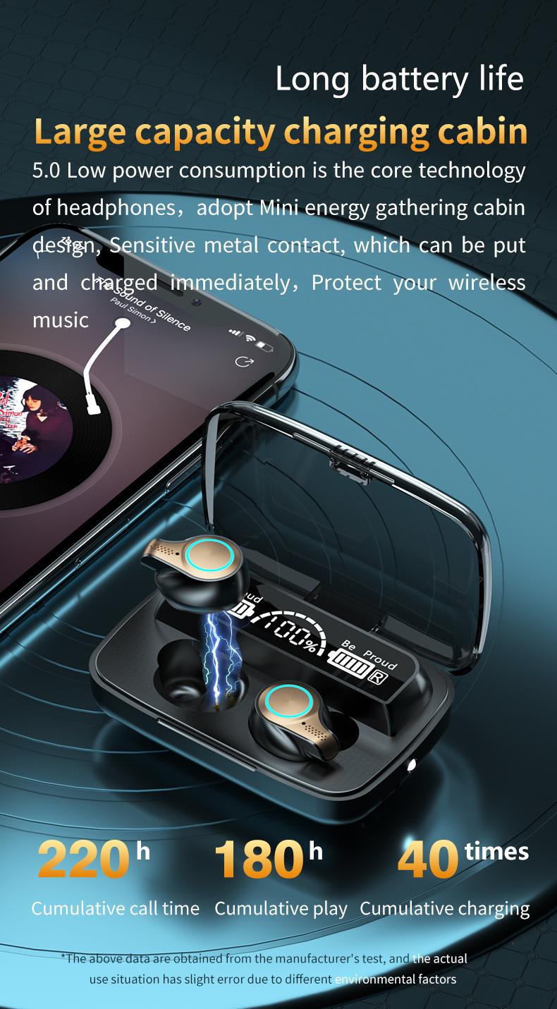 Bluetooth Earphones M18 TWS Wireless Headphones Waterproof Sports Touch Control Headset Charging case Stereo Earbuds