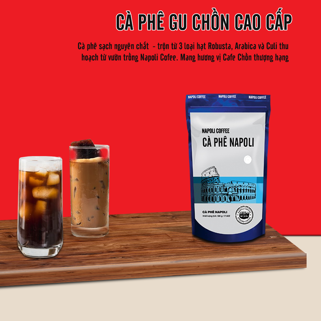 Cà phê hạt sạch Napoli Coffee - cà phê gu chồn 500g/túi