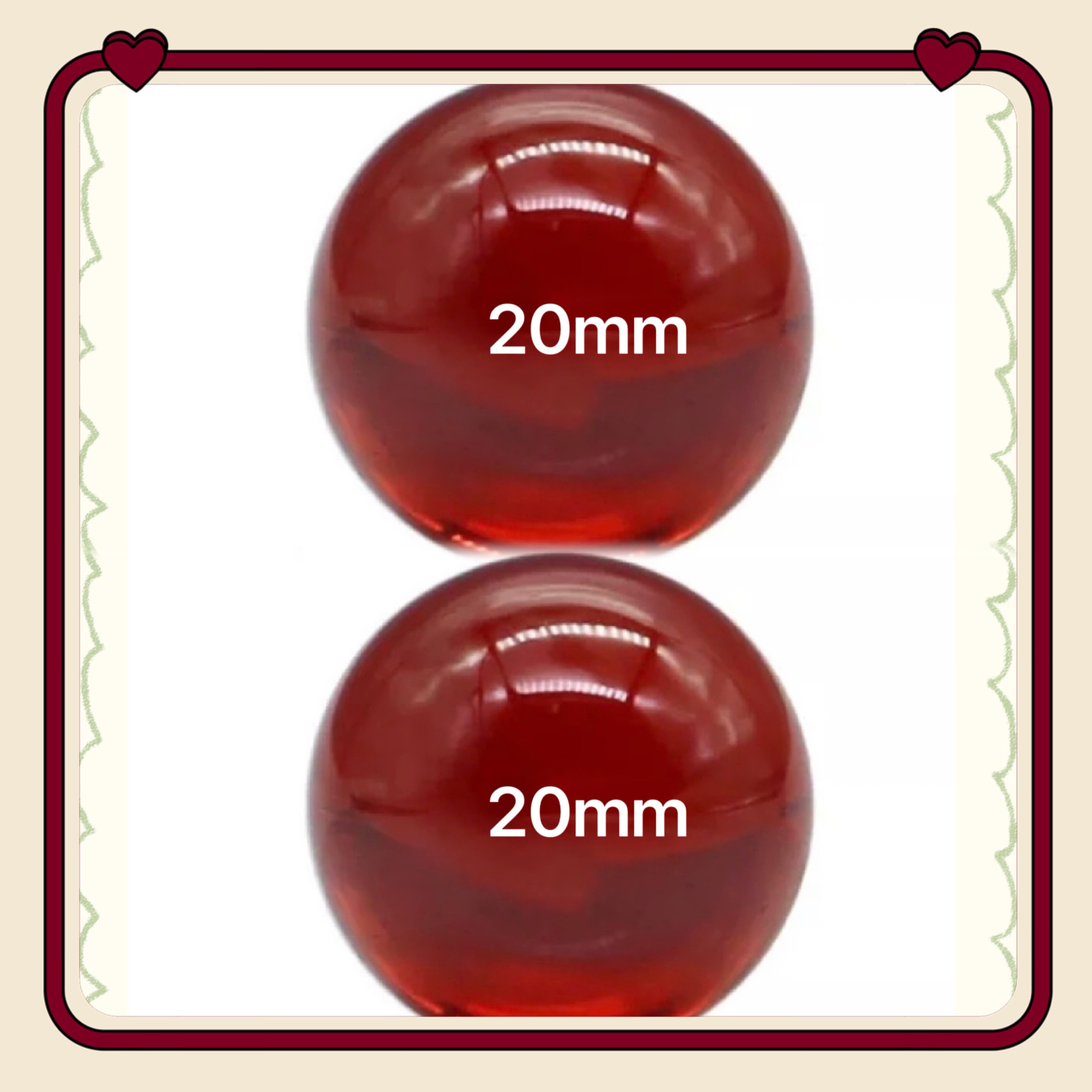 4 viên 20mm bi thuỷ tinh màu đỏ trong suốt - bi trang trí và sưu tầm