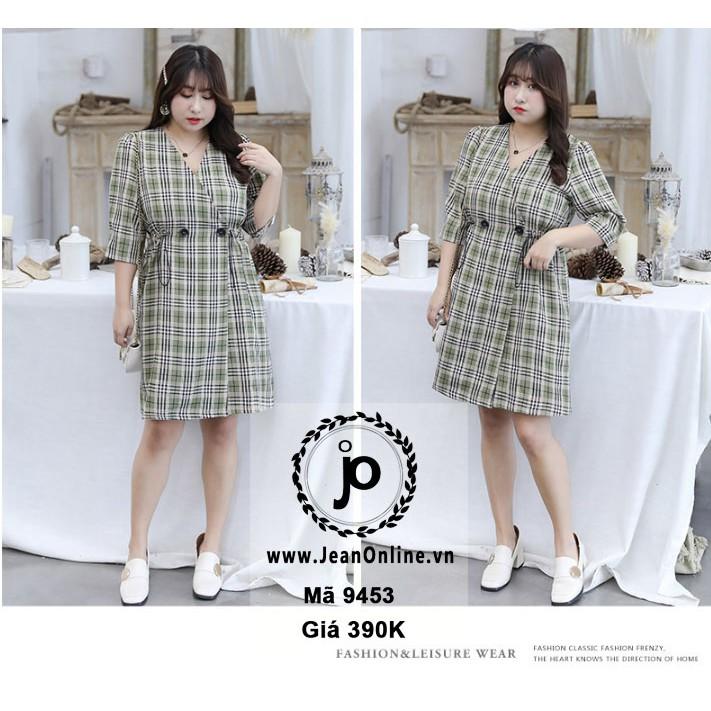Bigsize Nữ - Đầm Caro Nút
