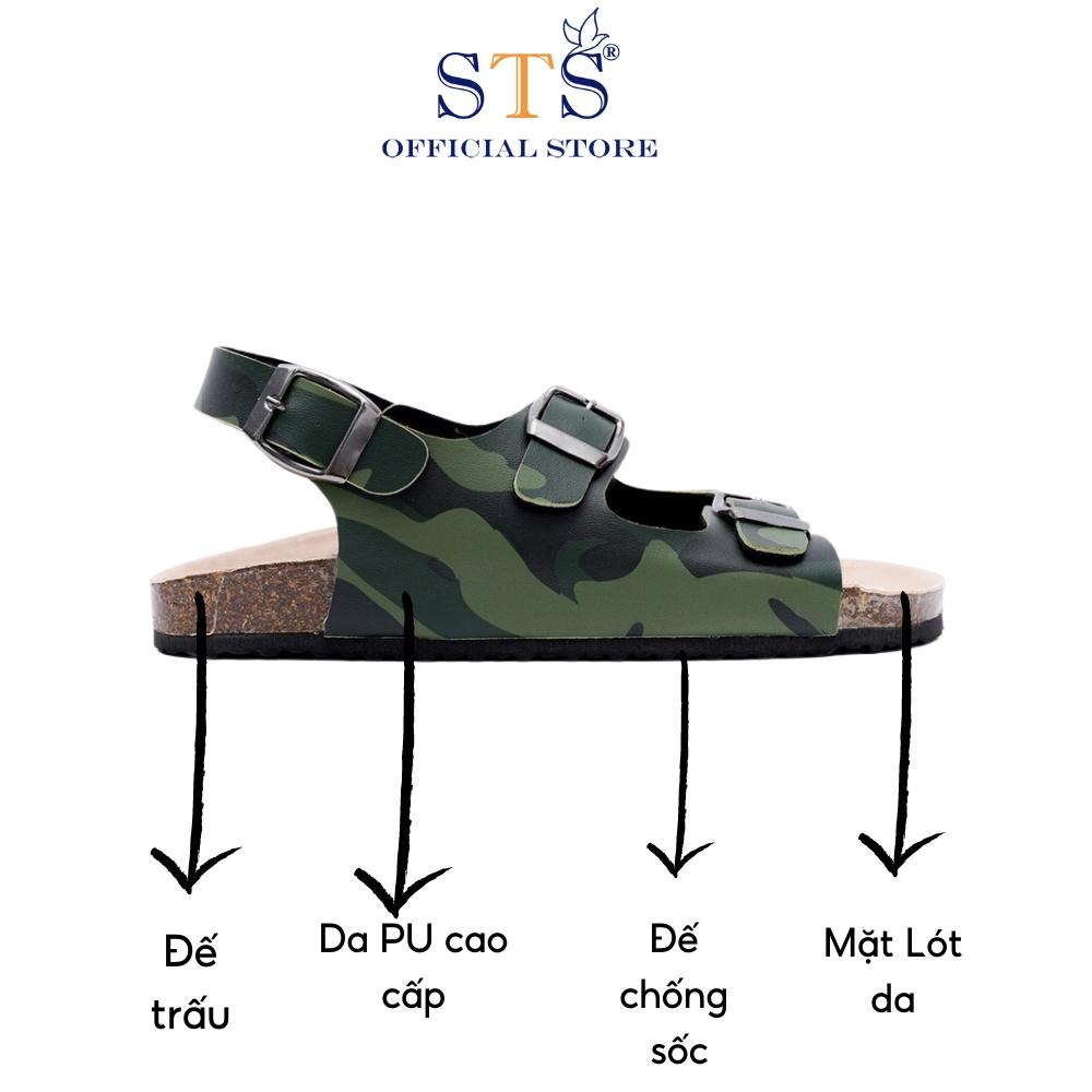 Giày Sandal Đế Trấu Mẫu Camo Rằn Ri Quai Ngang Da PU cao cấp xuất khẩu,Chống nước,dễ lau chùi CM02