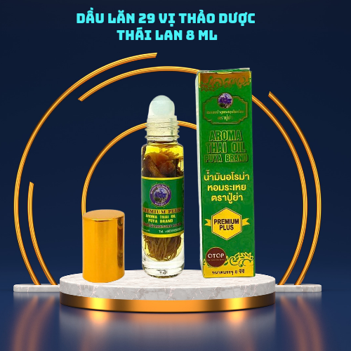 Dầu lăn thảo dược 29 vị Aroma Thai Oil Puya Brand Thái Lan( Chai 8 ml)