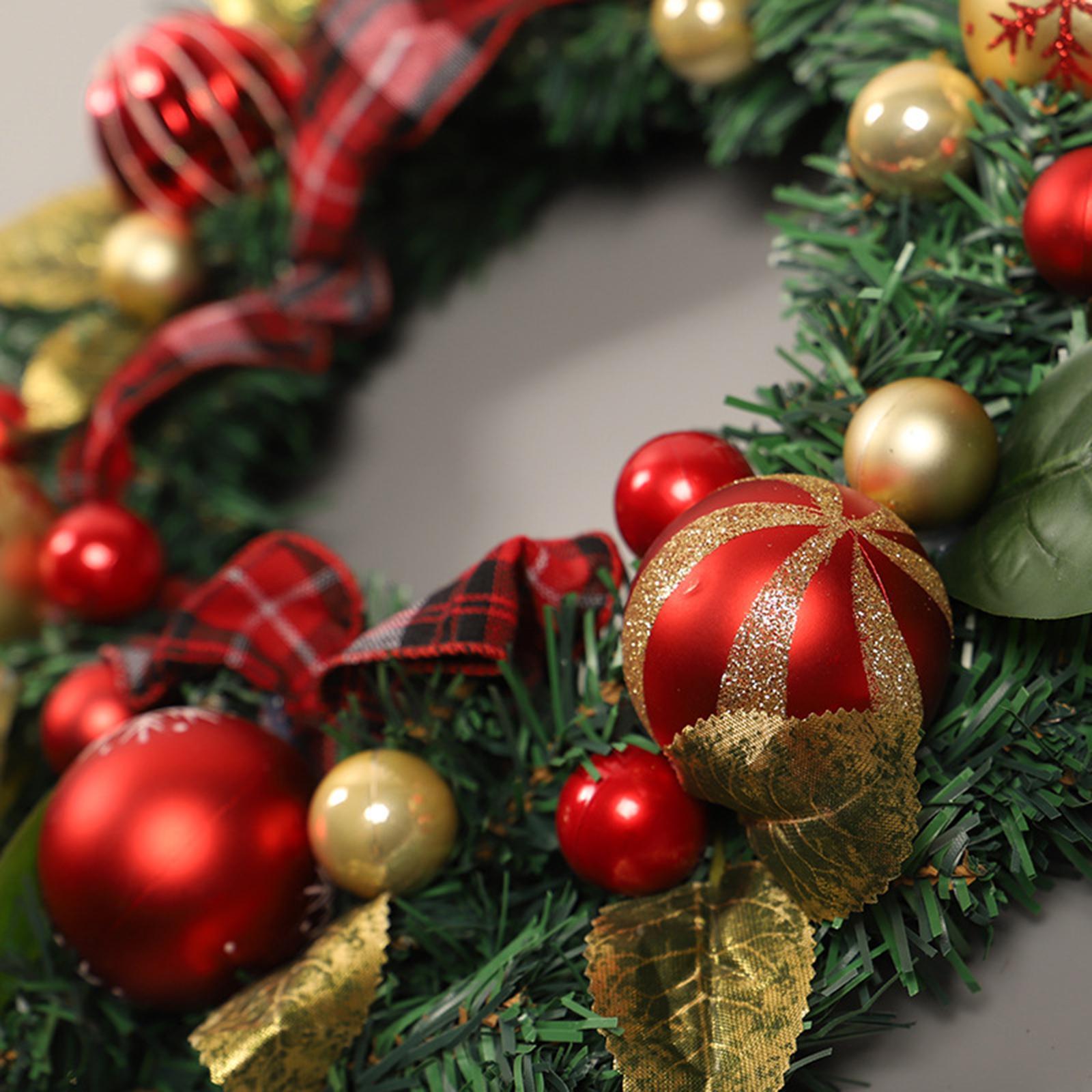 16inch Christmas Ball Wreath Shatterproof Hanging Glitter Garland Ornaments Door Wreaths for Xmas Front Yard Thanksgiving Holiday Decor