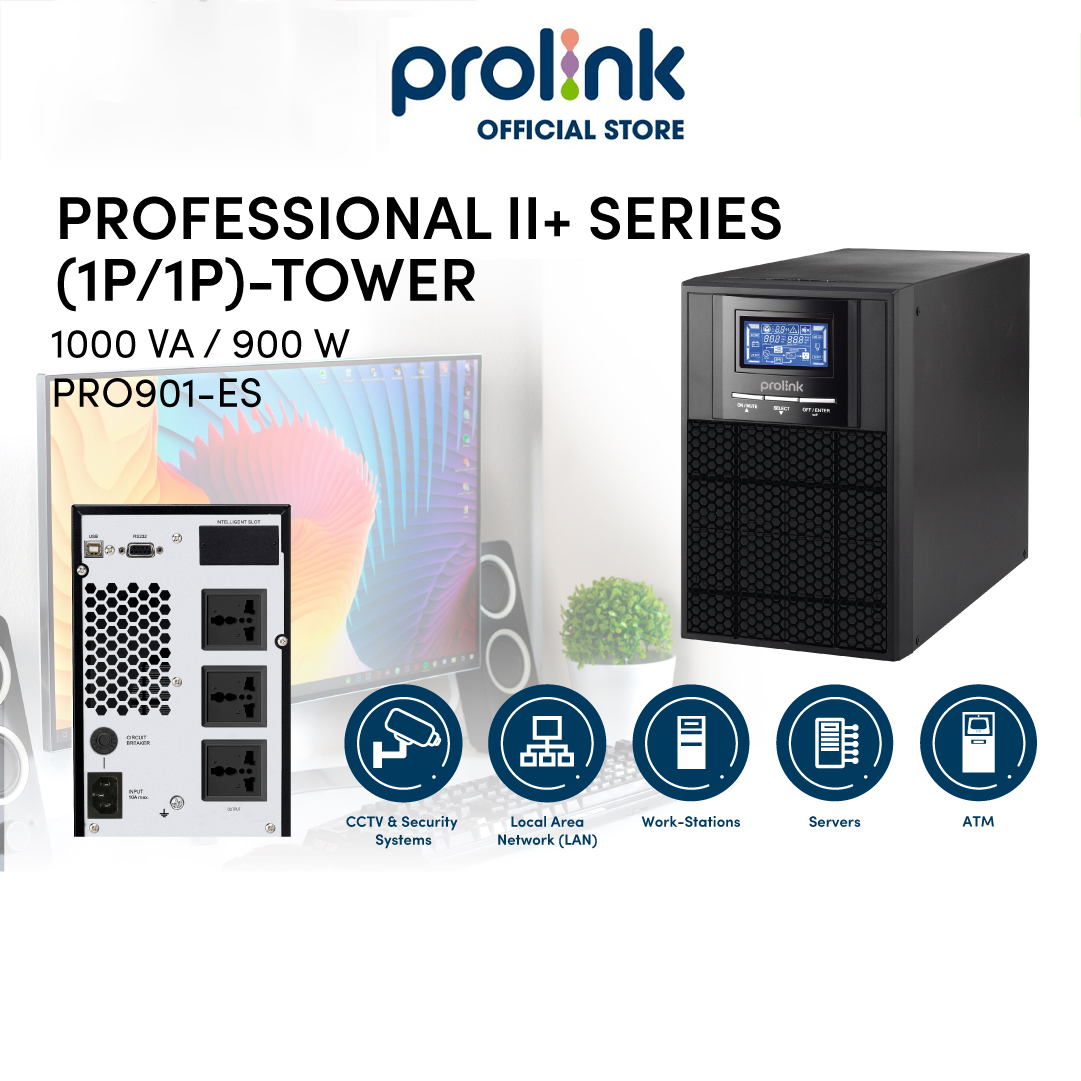 Bộ lưu điện UPS PROLINK Online PRO901ES (1000VA/900W) chống mất điện, xung nhiễu, phù hợp với mọi môi trường điện - Hàng chính hãng