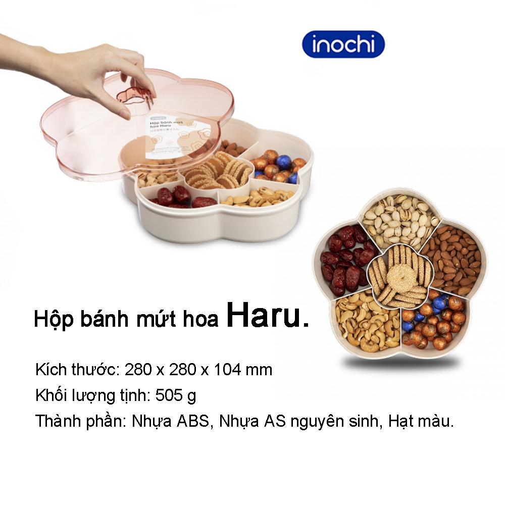 Hộp mứt tết Haru inochi cao cấp khay mứt hoa 5 cánh , tròn vuông