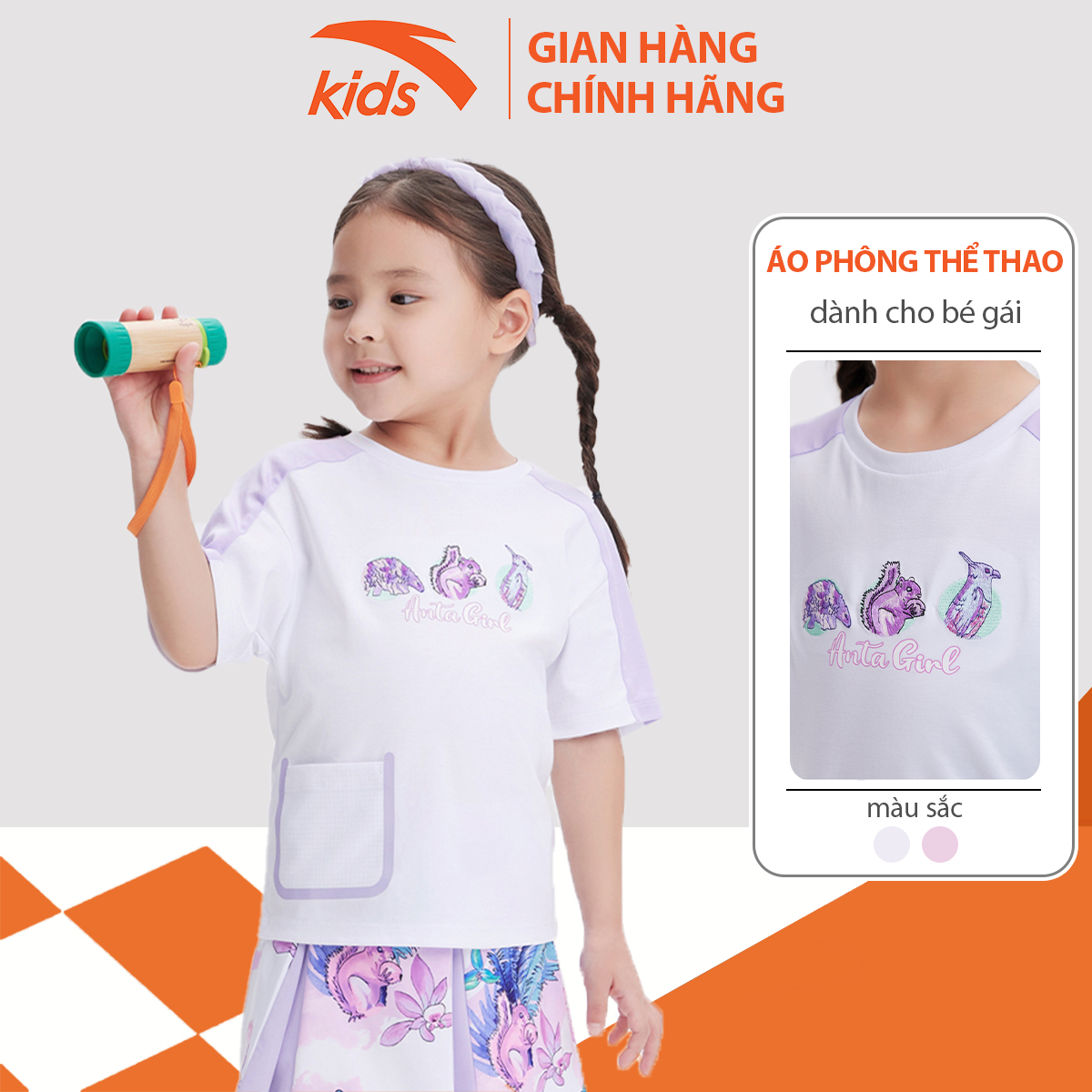 Áo phông thời trang bé gái, co dãn 4 chiều, chất liệu cotton Anta Kids 362239144