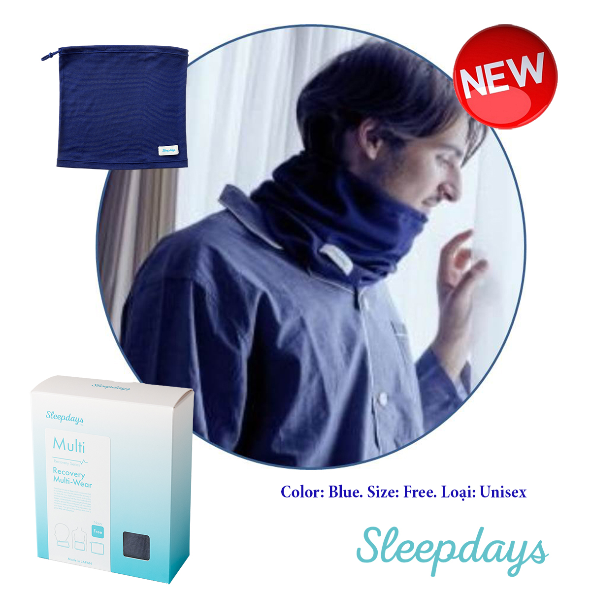 Khăn ống nano Sleepdays hỗ trợ lưu thông máu