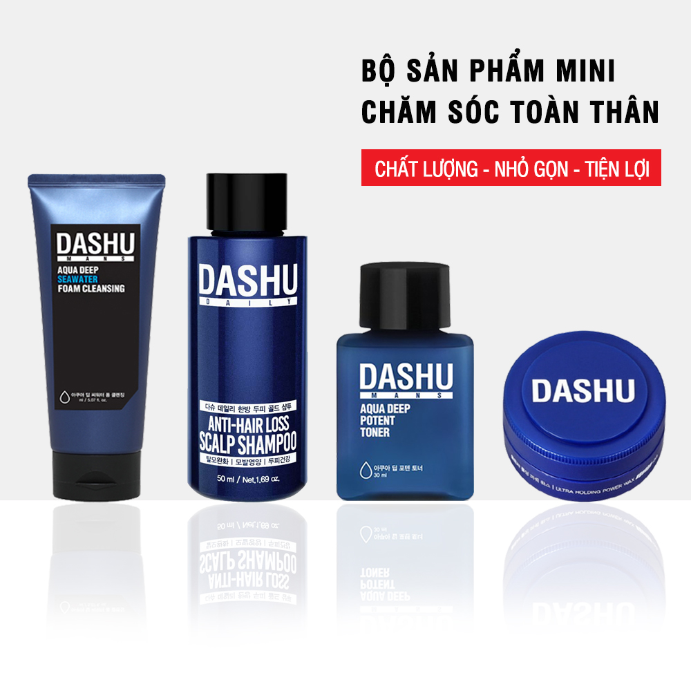 Bộ sản phẩm mini chăm sóc toàn thân DASHU Sữa rửa mặt Dầu gội đầu Nước hoa hồng Sáp vuốt tóc JN-B01