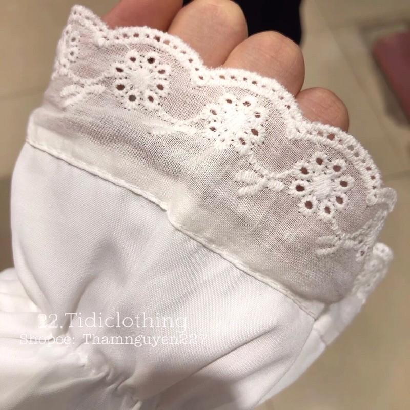 Áo sơ mi cổ V phối ren Hàn Quốc _ sơ mi ulzzang tay dài chất đẹp