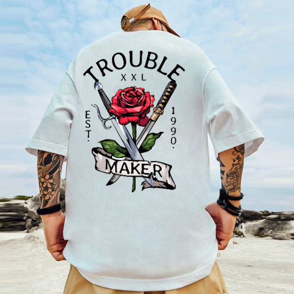 Áo Thun Nam Cổ Tròn, Áo Trouble Chất Liệu Cotton Thoáng Mát, Tay Lỡ Trẻ Trung Và Thanh Lịch - DOPEL SHOP