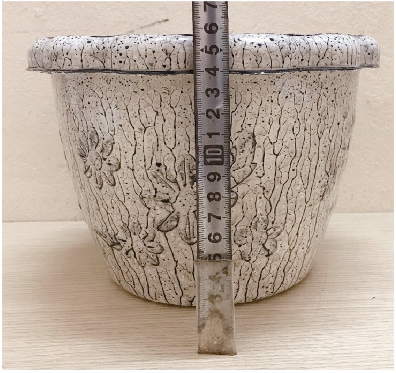 5 Chậu Nhựa Trồng Hoa, Cây Cảnh Hình Tròn Hoa Nổi Vân Gỗ 23x16 cm