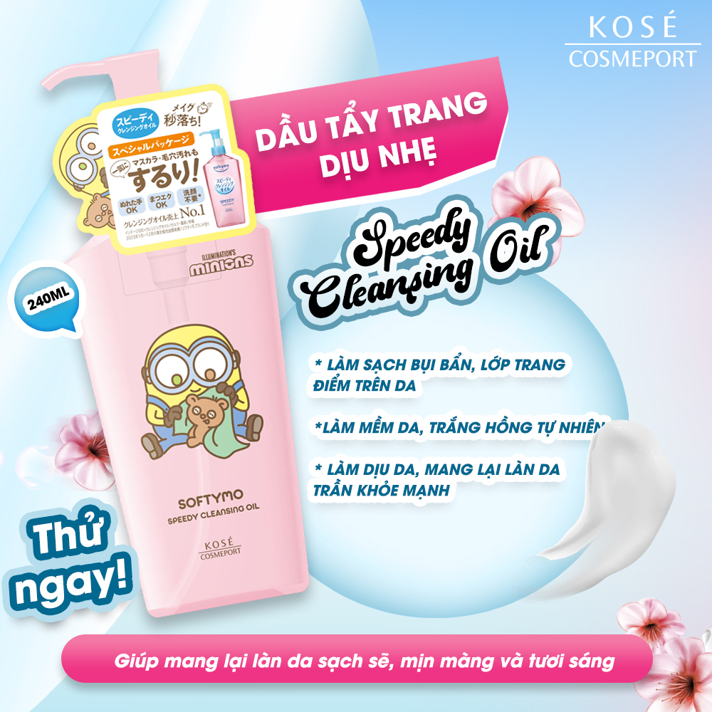 Dầu Tẩy Trang Làm Dịu Nhẹ Làn Da Kose Softymo Speedy Cleansing Oil Phiên Bản Giới Hạn Minions 240ml