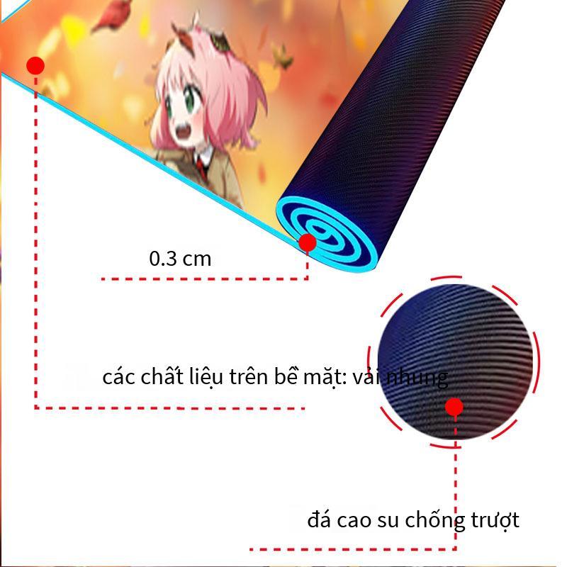 Giá thấp nhất cao su tự nhiên rgb chuột phát quang pad máy tính bàn pad anime spy play house LED ánh sáng ma thuật hướng dẫn sạc không dây