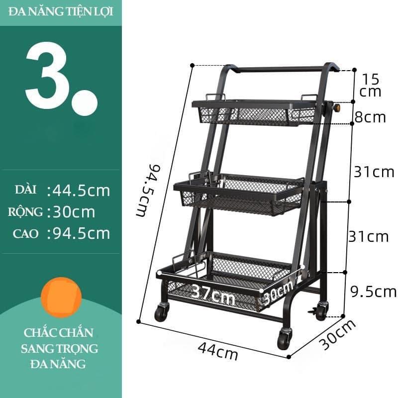 Kệ để đồ 3 tầng , kệ để đồ nhà bếp đa năng điều chỉnh xoay 180 độ, chắc chắn làm bằng thép sơn tĩnh điện