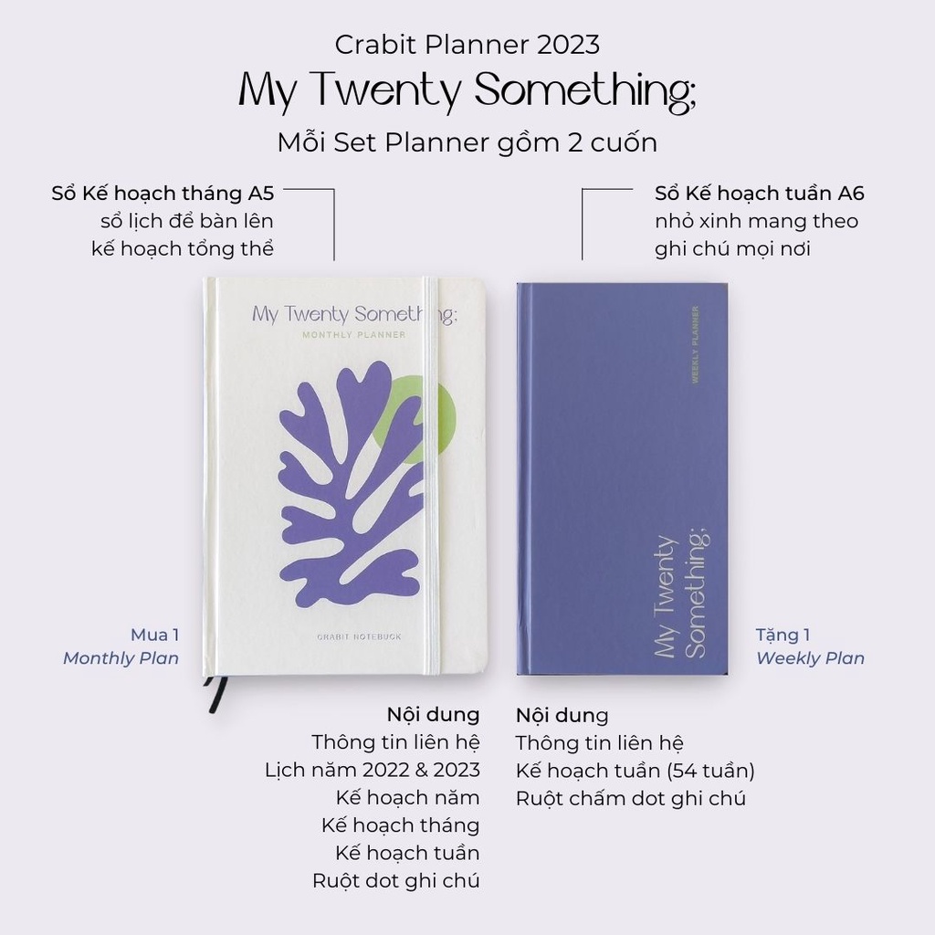 Sổ planner 2023 sổ kế hoạch 12 tháng Crabit Planner My Twenty Something