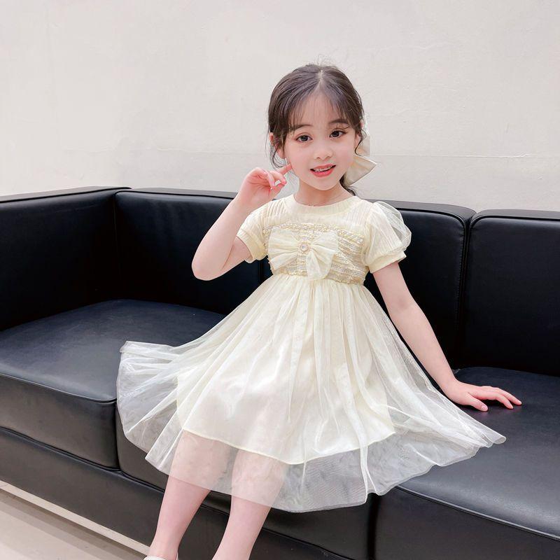 DONGSHOP Váy mùa hè cho bé gái 2023 Váy công chúa siêu xinh xắn Váy lụa phương Tây Váy trẻ em