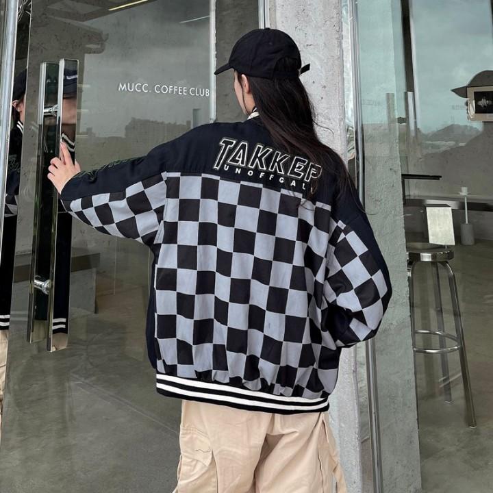 Áo Bomber / Áo Khoác Gió Nam Nữ 2 Lớp Form Rộng Unisex Họa Tiết Caro Phong Cách Hàn Quốc Siêu Cá Tính Rô Store