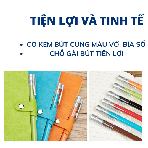 Sổ tay nhỏ gọn bìa da mềm ghi chép kèm bút tiện lợi Heeton A50862