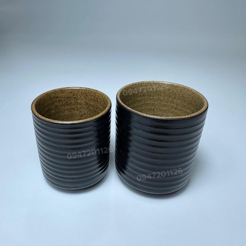 Cốc ly sứ dáng trụ tráng men nâu gốm vintage 120ml và 150ml uống trà xanh, uống cà phê - Gốm sứ bát tràng