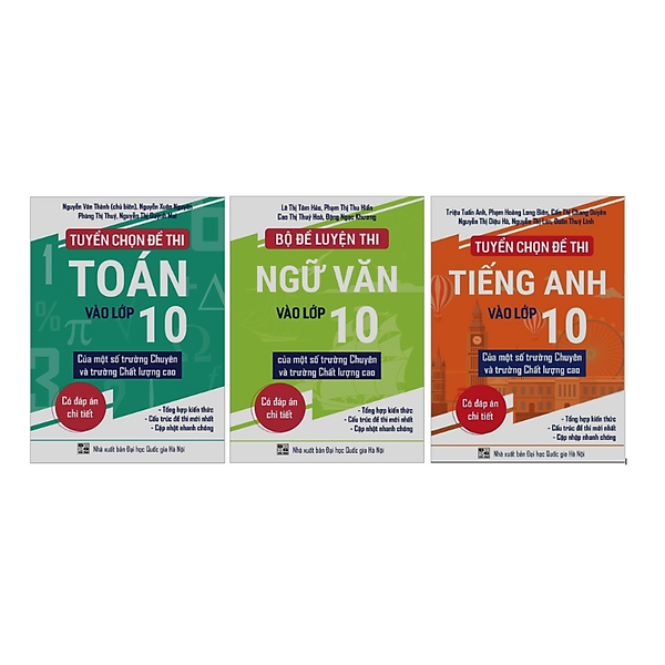 Sách - Combo Tuyển chọn bộ đề luyện thi vào 10 (Toán + Ngữ Văn + Tiếng Anh) - Có đáp án chi tiết