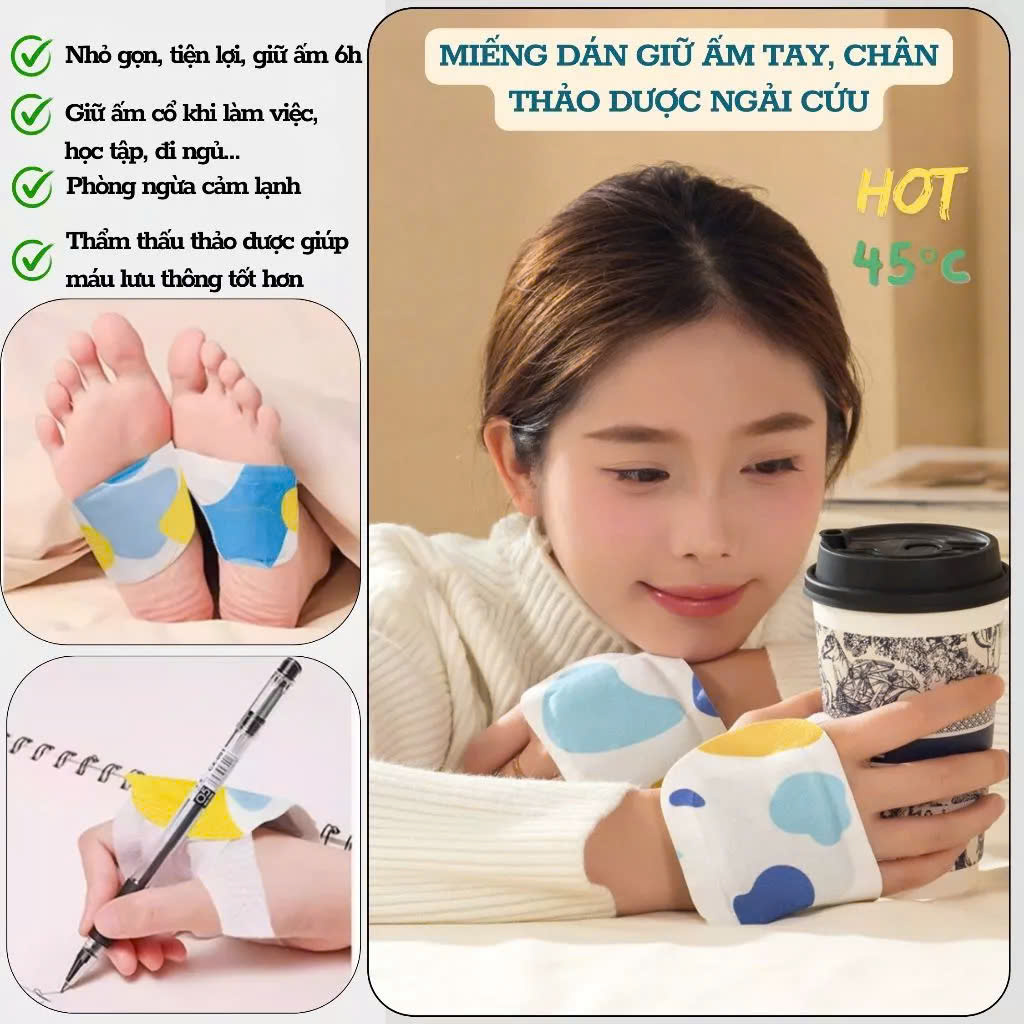 COMBO 2 Gói Gồm 4 Miếng Dán Giữ Nhiệt Bàn Chân Bàn Tay Dán Nóng Ủ Ấm Chân Ấm Áp Cả Ngày Văn Phòng Du Lịch Dã Ngoại Phượt