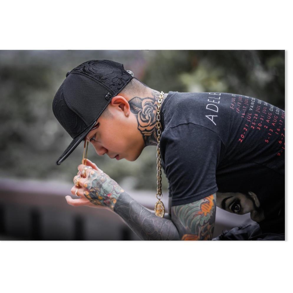 Nón Sơn Snapback Hoa Văn - Nón Hiphop Nón Sơn - Nón Snapback Nón Sơn - Mũ snapback hiphop nam nữ ĐEN