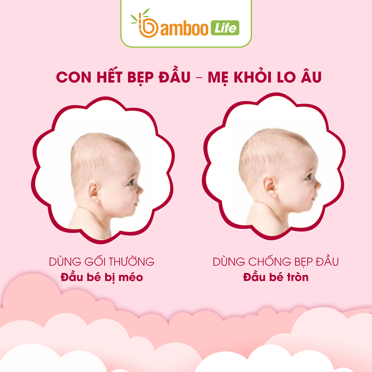 Gối chống bẹp đầu cho trẻ sơ sinh Bamboo Life Gối cao su non chống bẹp đầu méo đầu móp đầu Gối cho trẻ sơ sinh cao cấp êm ái BL101 hàng chính hãng