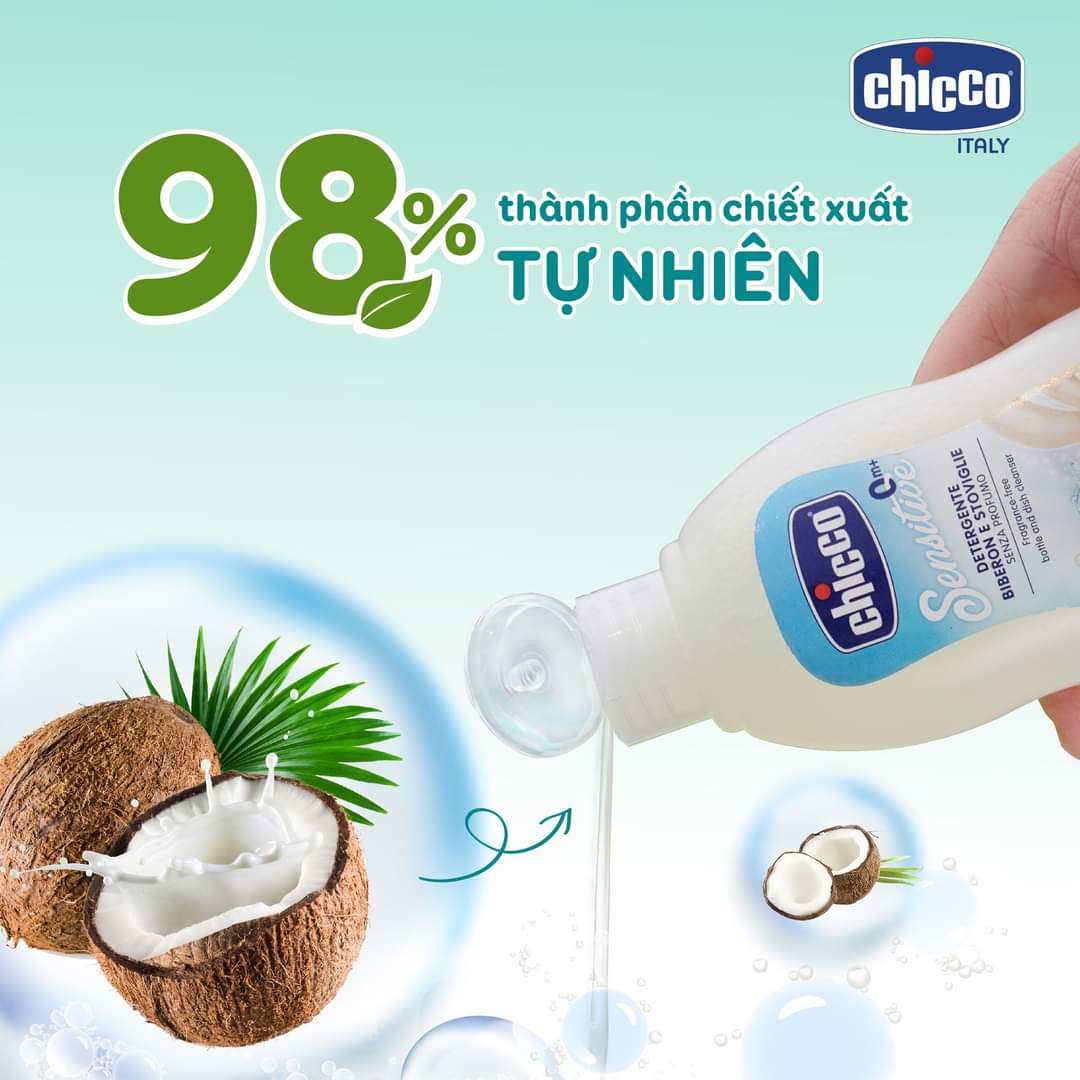 Gel Rửa Bình Sữa Chiết xuất Dầu Dừa Tự Nhiên Chicco 300ml