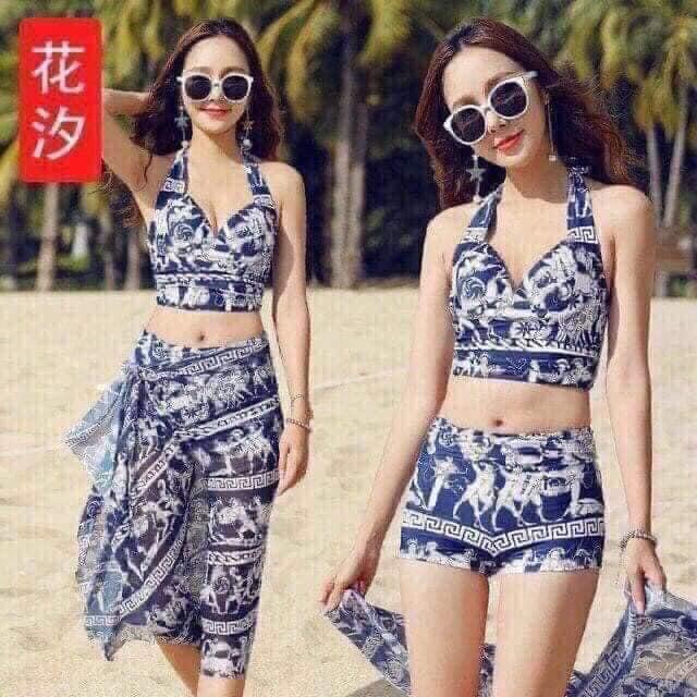 Bộ bơi cao cấp 3 chi tiết hoa văn thổ cẩm sexy