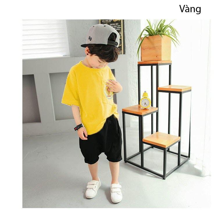 Bộ quần áo thể thao cho bé trai, kiểu áo trễ vai, quần alibaba, thun cotton .