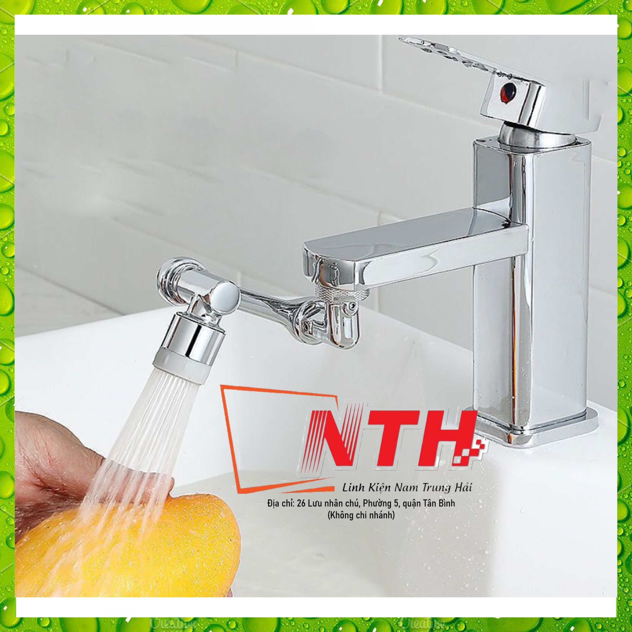 Đầu nối vòi nước thông minh xoay 1080 độ -Vòi nước lắp chậu rửa bát chén inox cao cấp với 2 chế độ nước