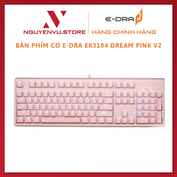 Bàn Phím Cơ E-Dra EK3104 Pink V2 - Hàng Chính Hãng