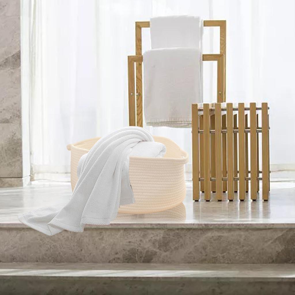 Homyl Oval Cotton Rope Woven Basket Laundry Hamper for Sundries Toys