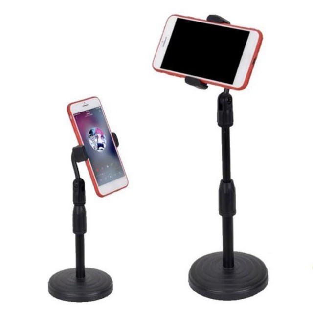 Thiết bị đỡ điện thoại có kẹp đỡ xoay 360 độ, thiết kế thân có thể điều chỉnh được độ dài, thích hợp đặt bàn để học online, live bán hàng, xem điện thoại,...