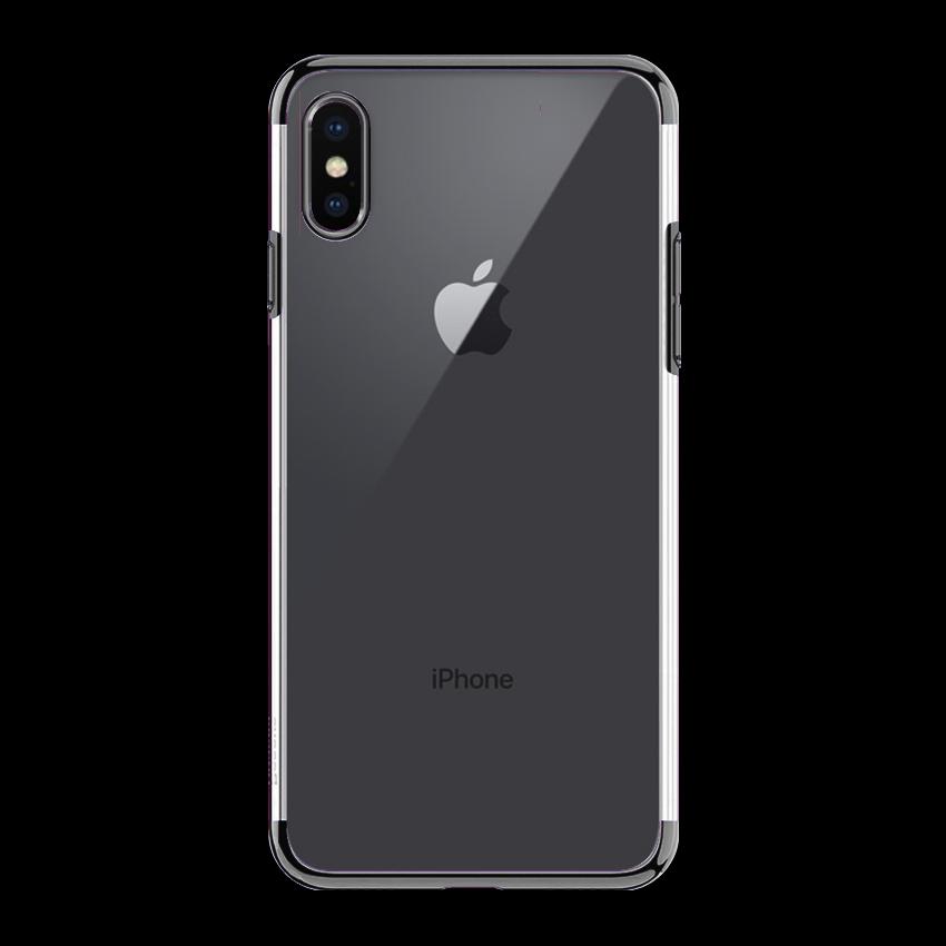 Ốp lưng cho Iphone X / XS - Ốp dẻo viền mạ màu Đen ánh kim - Hàng Chính Hãng