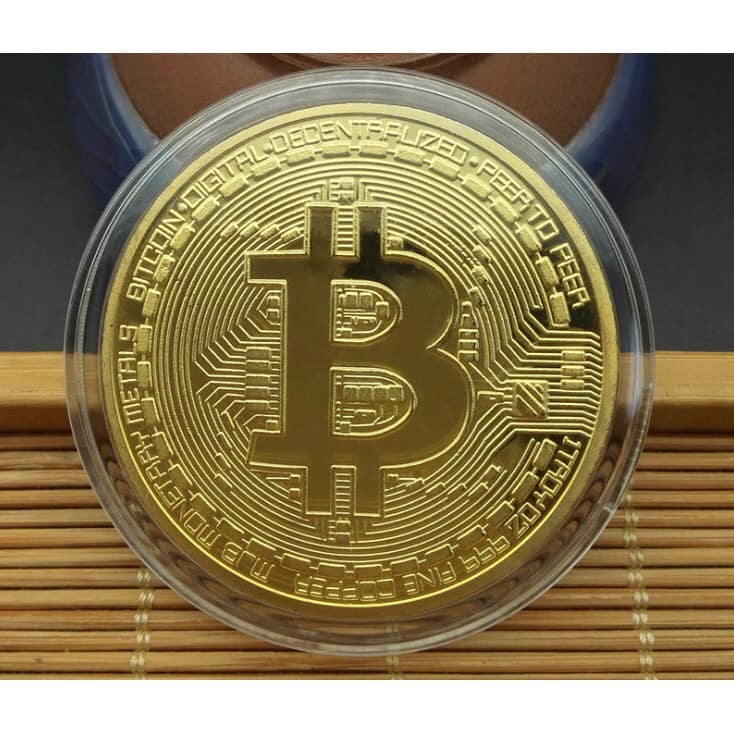 Bộ 10 đồng xu Bitcoin vàng may mắn