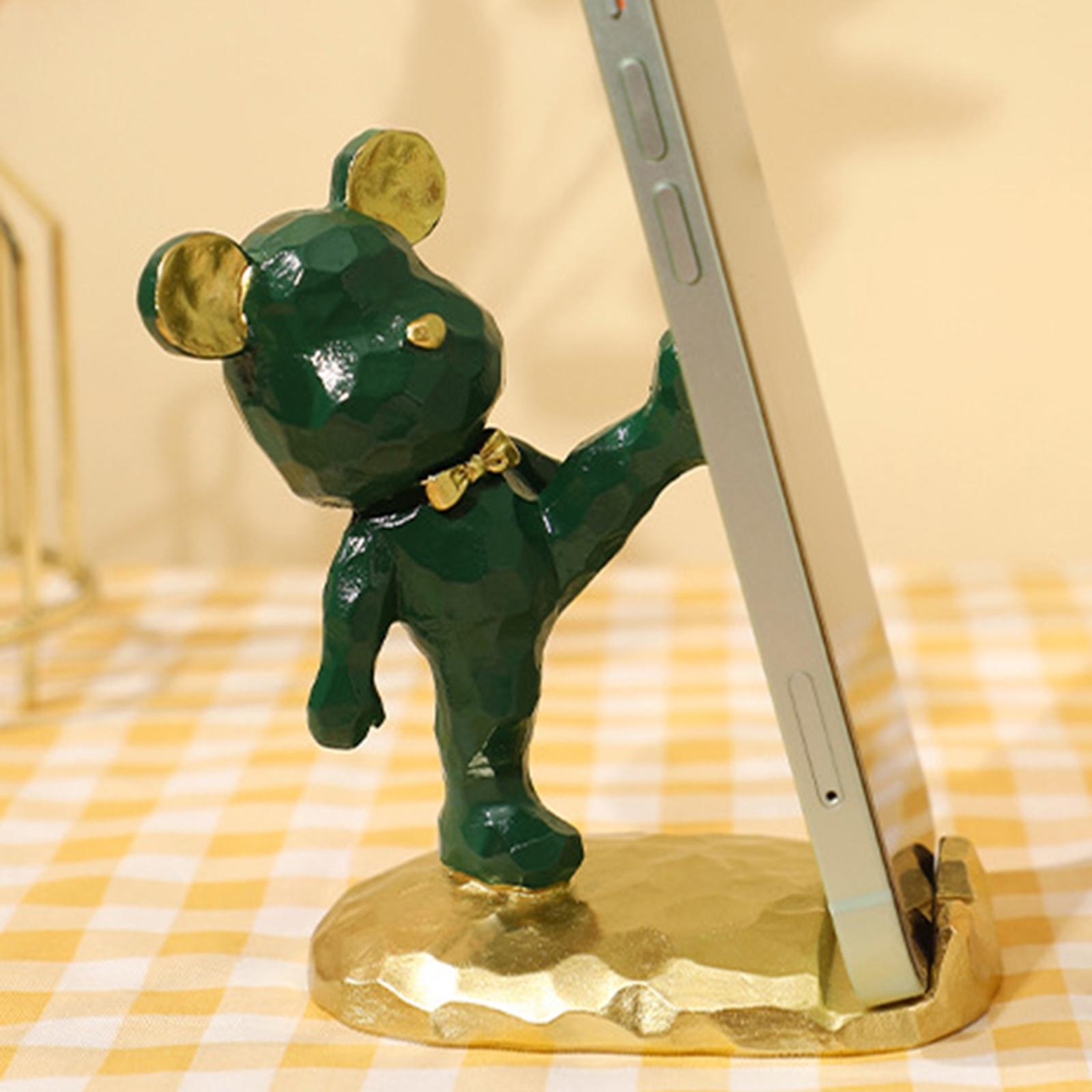 Unique Bear Sculpture Mobile Phone Stand Toys for Desk Decorations Smartphone Car