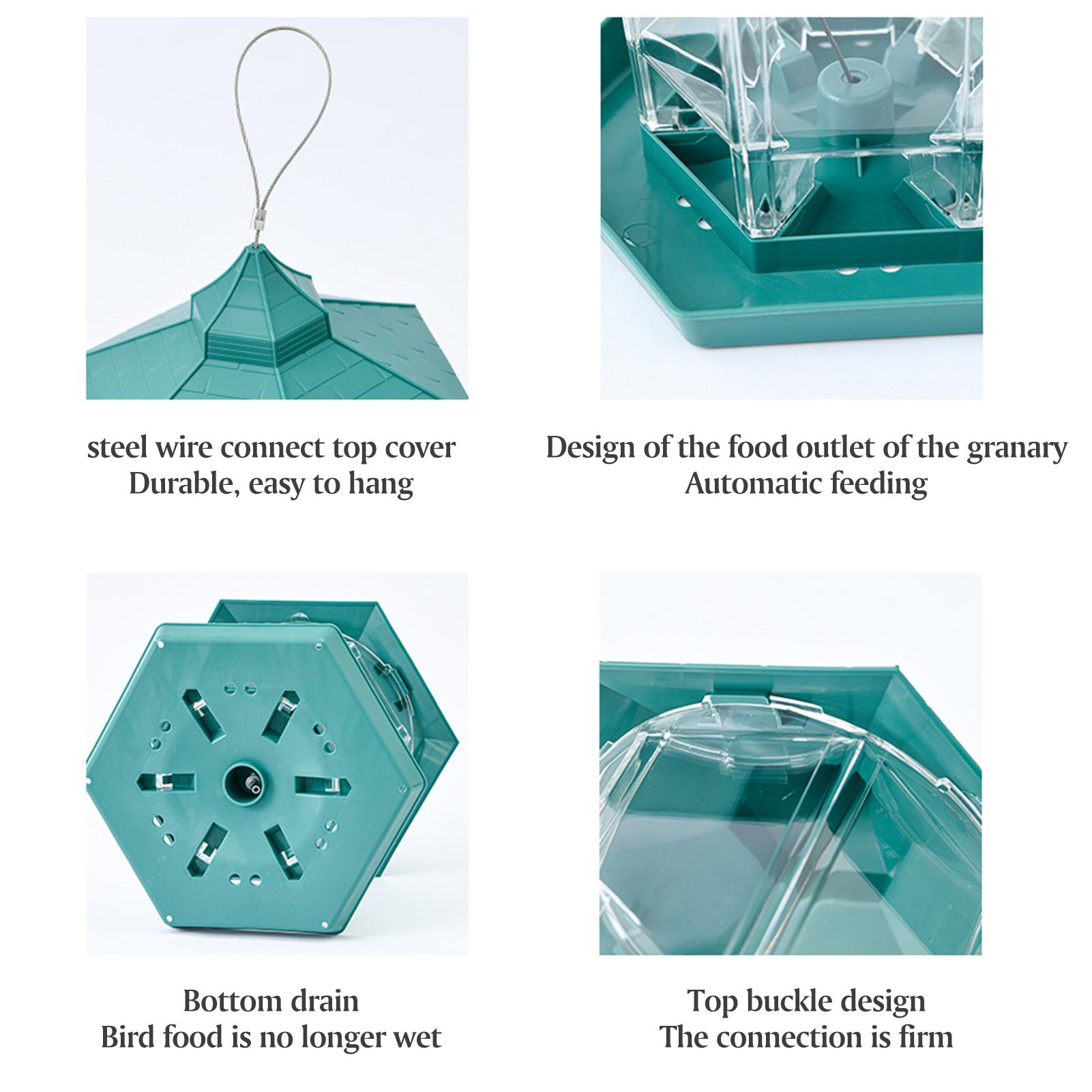 Máy cho chim ăn hình lục giác không thấm nước để thu hút các loài chim Trang trí sân vườn