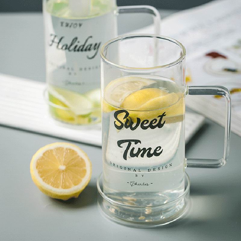 Ly thủy tinh 700ml chịu nhiệt có quai cầm sang trọng