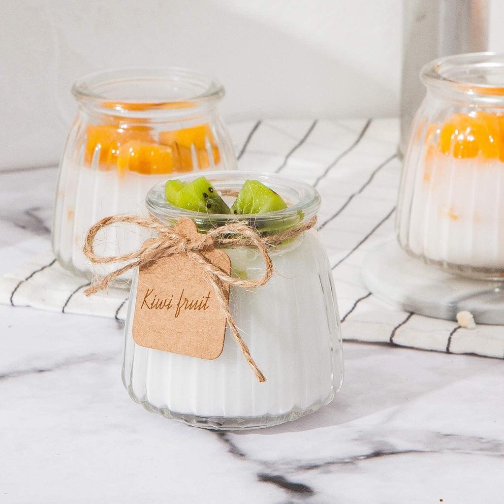 Hũ thuỷ tinh làm Yaourt - bánh Flan sọc 100ml nắp nhựa